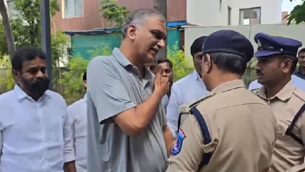 హరీశ్‌రావు పర్యటనలో హైడ్రామా.. నేతల అరెస్టు