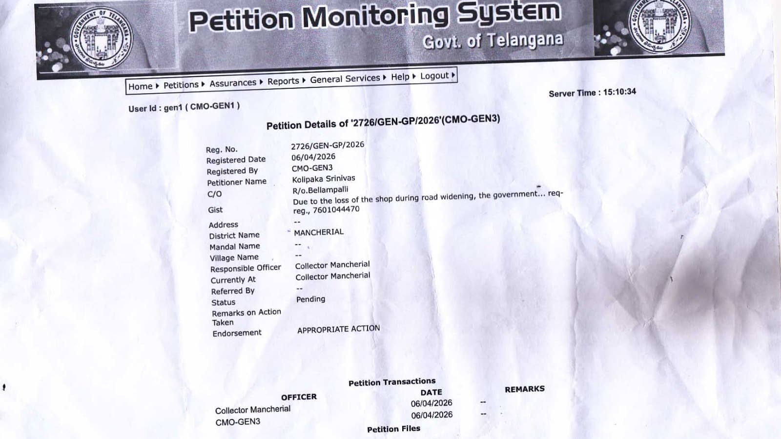 బెల్లంపల్లిలో ఫుట్‌పాత్ ఆక్రమణలపై ప్రజావాణి విజ్ఞప్తి.. కలెక్టర్‌కు వినతిపత్రం