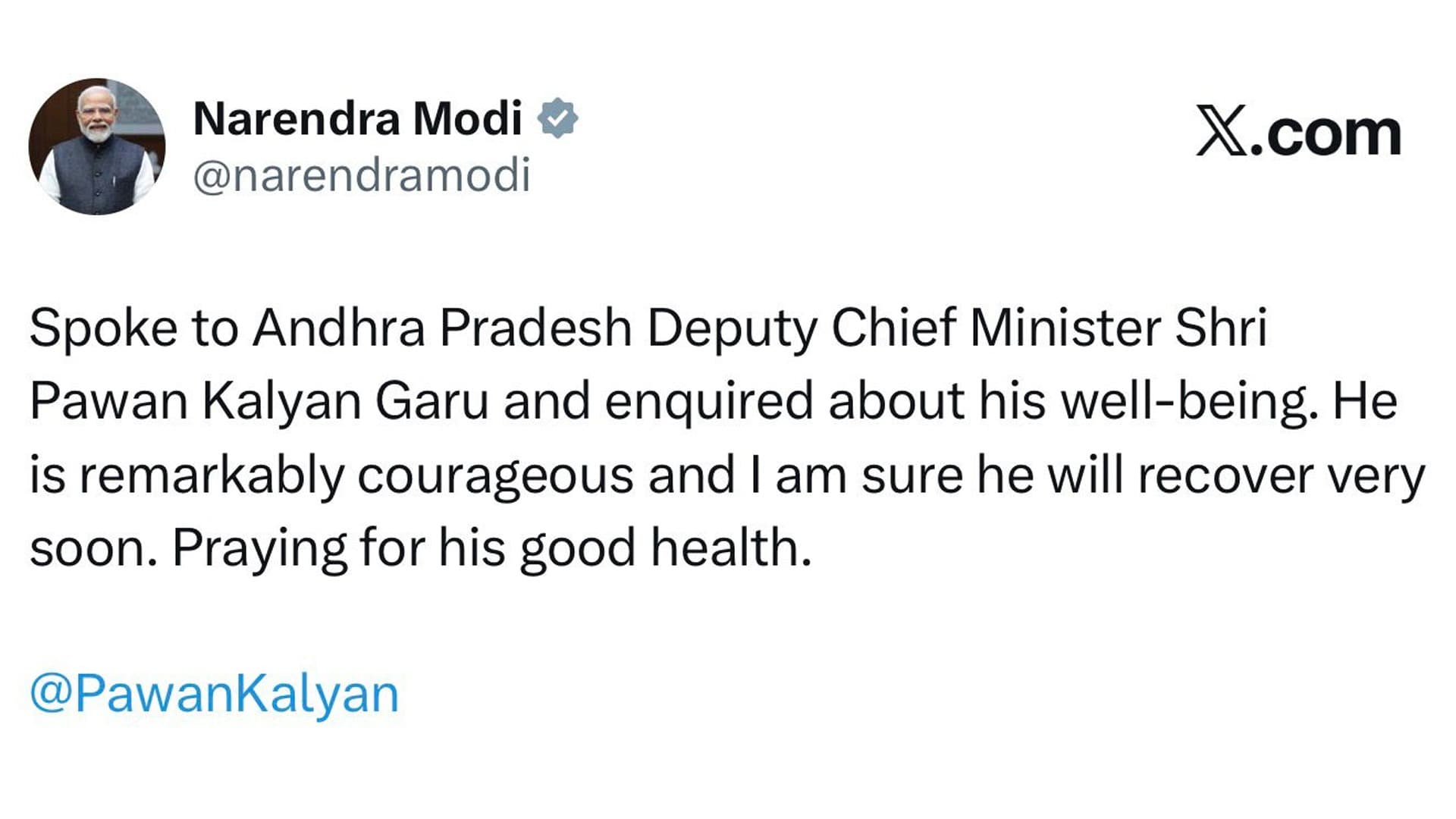 ఉప ముఖ్యమంత్రి పవన్ కళ్యాణ్ ఆరోగ్యంపై ప్రధాని మోదీ ఫోన్‌లో ఆరా