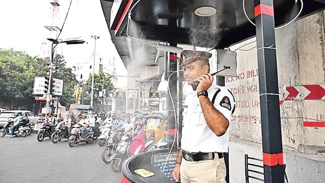 హైదరాబాద్ ట్రాఫిక్ సిబ్బందికి ఉపశమనం.. బూత్‌లలో ‘మిస్ట్ ఎయిర్ కూలింగ్ సిస్టం’ ప్రారంభం