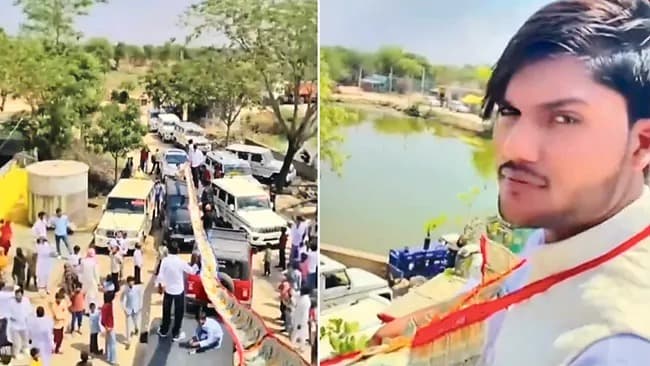 రాజస్థాన్‌లో పెళ్లి ఊరేగింపులో వంద అడుగుల కరెన్సీ దండ… నిచ్చెన ఎక్కిన వరుడు