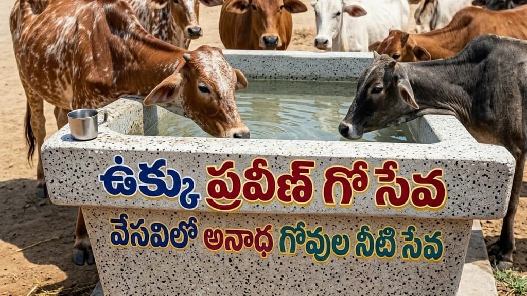 గోమాతల దాహార్తిని తీర్చుతున్న ఉక్కు ప్రవీణ్ 