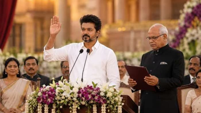 ఫార్మల్ లుక్‌లో క్లాస్‌గా స్టేడియానికి చేరుకున్న TVK చీఫ్ విజయ్ 