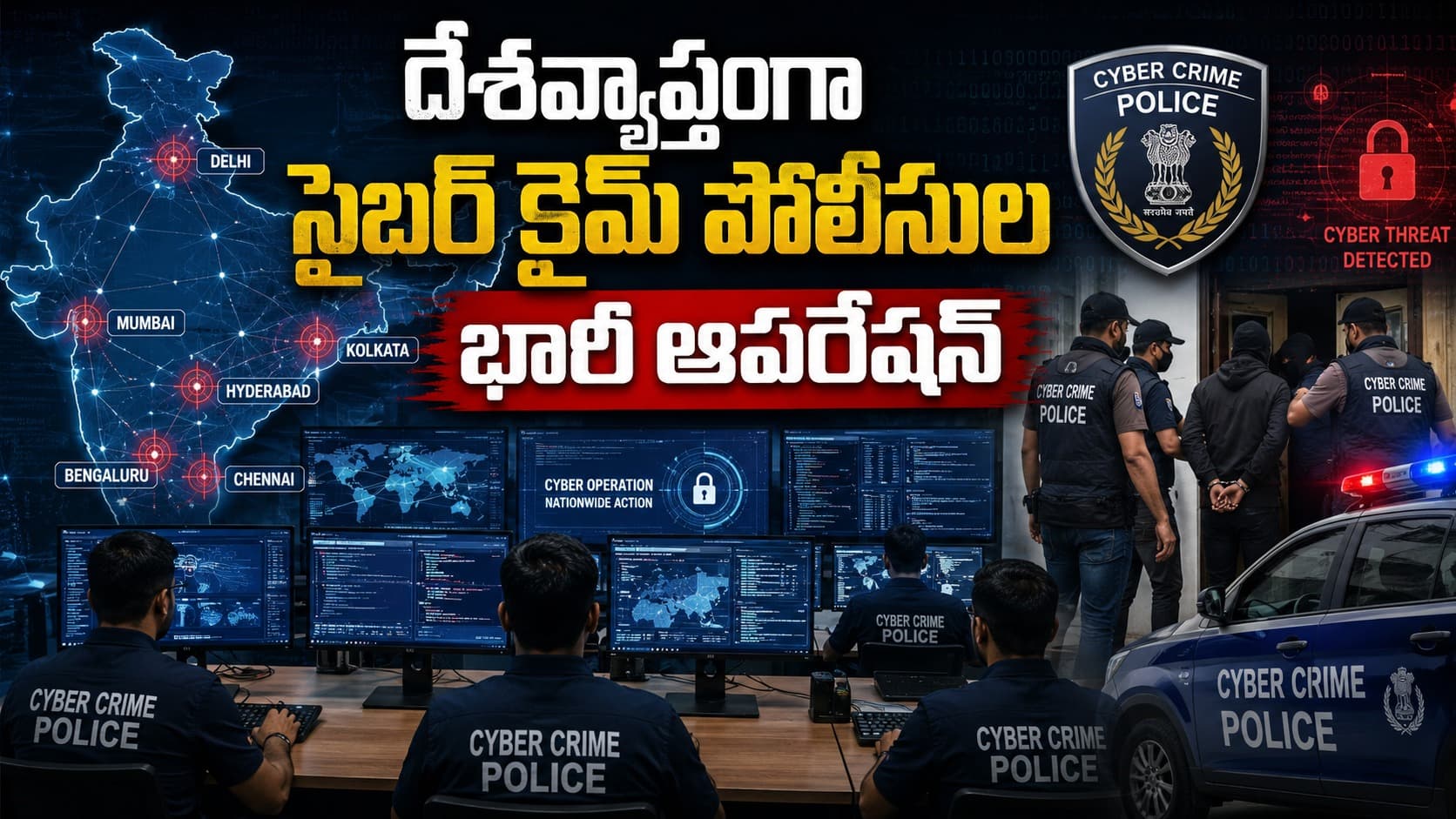 దేశవ్యాప్తంగా సైబర్ క్రైమ్ పోలీసుల భారీ ఆపరేషన్