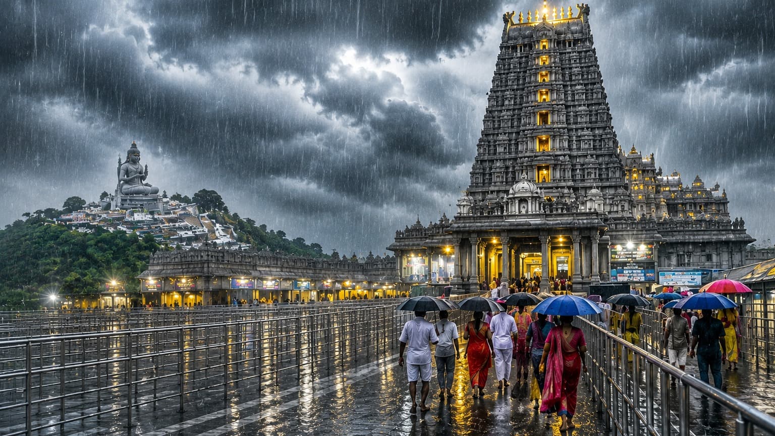 యాదగిరిగుట్టలో భారీ వర్షం..