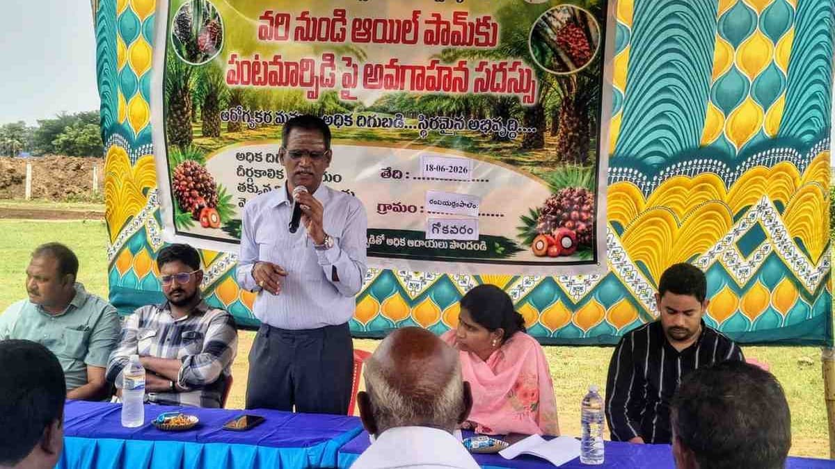పెంటపల్లిలో ఆయిల్ పామ్ సాగుపై రైతులకు అవగాహన సదస్సు