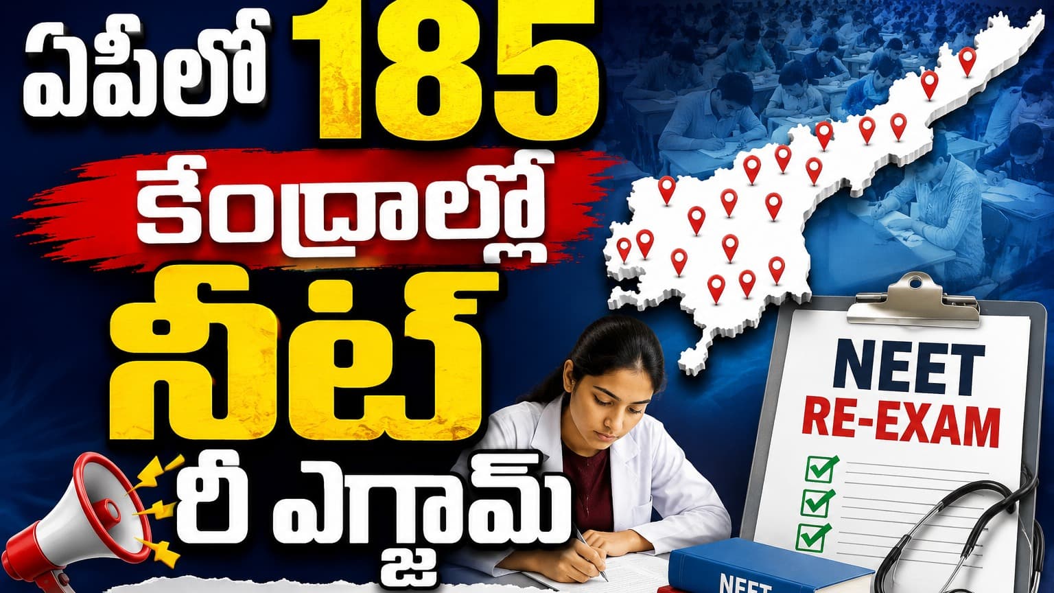 ఏపీలో 185 కేంద్రాల్లో నీట్ రీ ఎగ్జామ్.. 